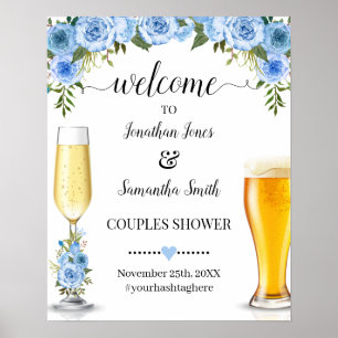 Willkommen in Bubbles & Brews Paare Dusche blau Poster