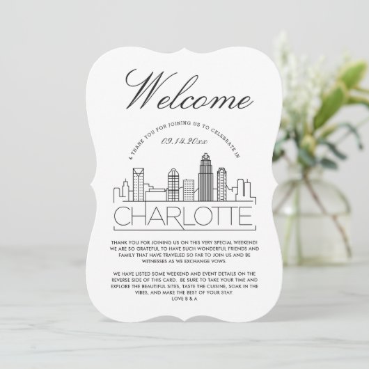Willkommen in Charlotte | Hotelgäste Details Einla Einladung (Stehend Vorderseite)