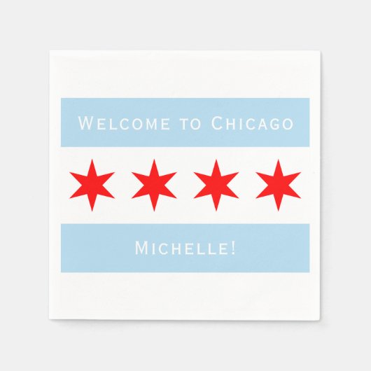 Willkommen in Chicago | Personalisierte Flagge Chi Serviette (Vorderseite)