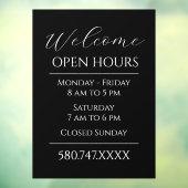 Willkommen in den Geschäftszeiten Schwarz und Weiß Fensteraufkleber (Blatt 3)