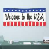 Willkommen in den USA mit US Flagge Banner (Messe)