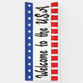 Willkommen in den USA mit US Flagge Banner (Vertikal)