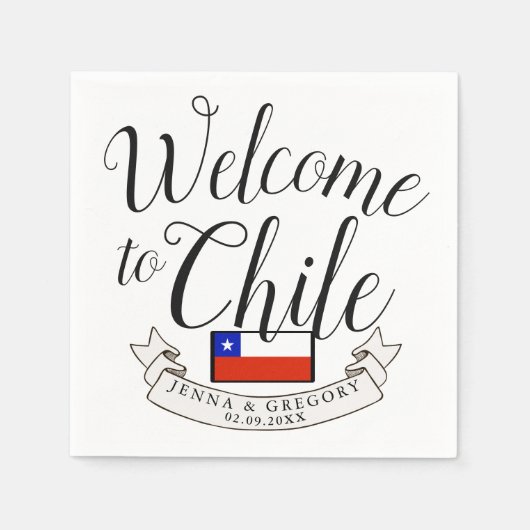 Willkommen in der Chile | HOCHZEIT IN URLAUBSORT Serviette (Vorderseite)