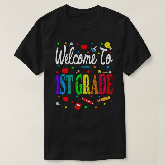 Willkommen in der ersten Klasse zurück zur Schule T-Shirt (Design vorne)