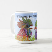 Willkommen in der Funny Farm Chickens Kaffeetasse (Vorderseite Links)