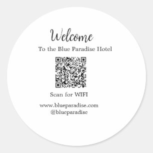Willkommen in der Hotelrestaurant Villa Scan QR WI Runder Aufkleber