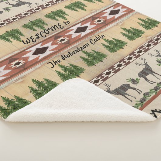 Willkommen in der Hütte in Woods Deer Antlers Rust Sherpadecke (3/4)