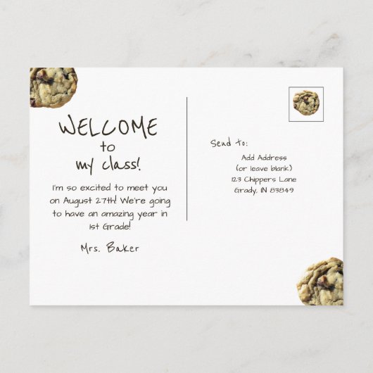 Willkommen in der Klasse Zurück zur Lehrerin Postk Postkarte (Rückseite)