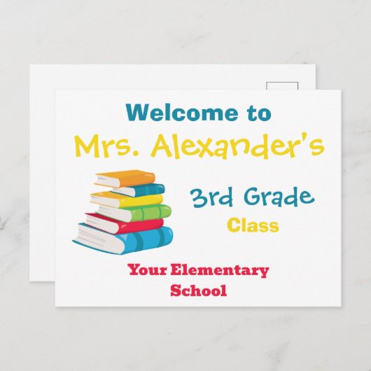 Willkommen in der Klasse zurück zur Schule Postkarte (Vorne/Hinten)