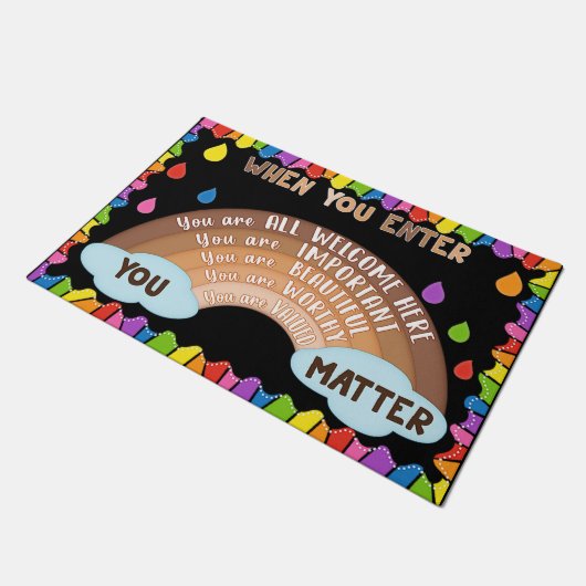 Willkommen in der Klassenzimmer Tür matt, lustige  Fußmatte (Schrägansicht)