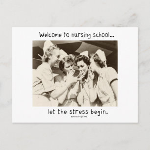 Willkommen in der Krankenschule - Lass der Stressb Postkarte