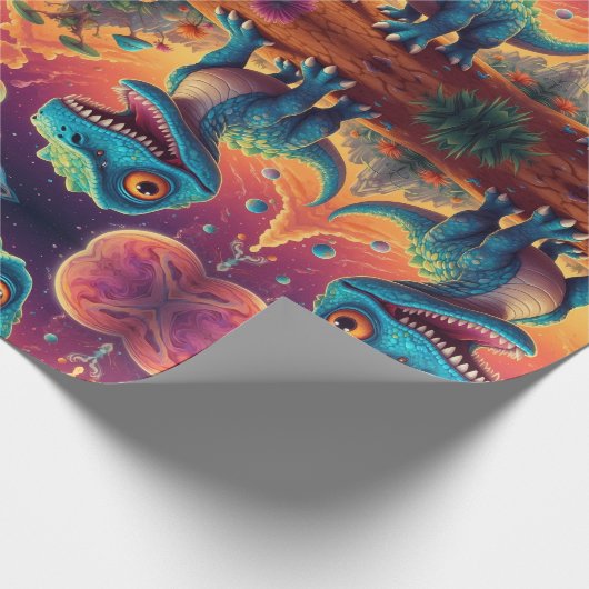 Willkommen in der magischen Welt des Dino Geschenkpapier (Ecke)