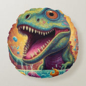 Willkommen in der magischen Welt des Dino Rundes Kissen (Vorderseite)