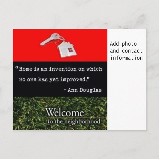 Willkommen in der Nachbarschaft Red Black Green Postkarte (Vorderseite)