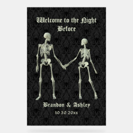 Willkommen in der Nacht vor dem Eleganten Skelette Acrylschild