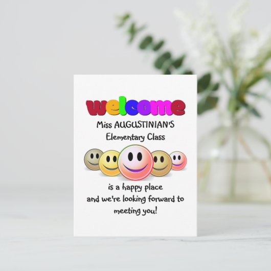 WILLKOMMEN IN DER SCHULE POSTKARTE (Stehend Vorderseite)