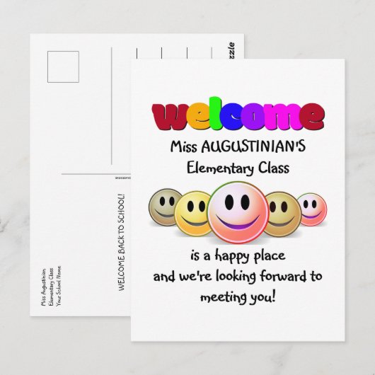 WILLKOMMEN IN DER SCHULE POSTKARTE (Vorne/Hinten)