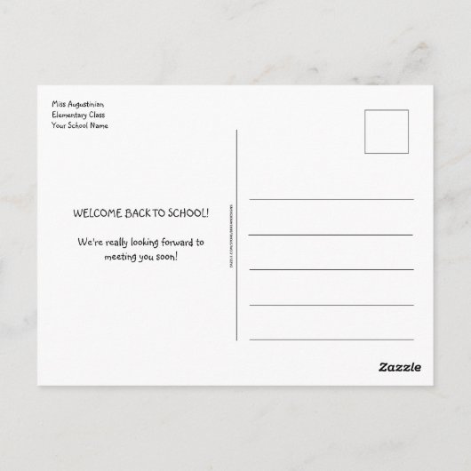 WILLKOMMEN IN DER SCHULE POSTKARTE (Rückseite)