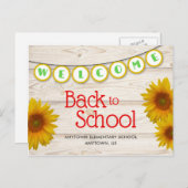 Willkommen in der Schule Yellow Daisies Rustic Postkarte (Vorne/Hinten)