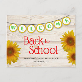 Willkommen in der Schule Yellow Daisies Rustic Postkarte