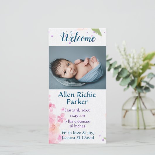 Willkommen in der Welt, Baby! Flache Ankündigungsk Ankündigung (Stehend Vorderseite)