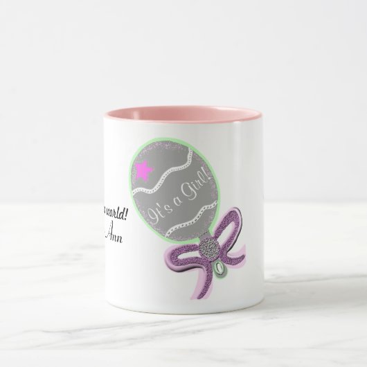 Willkommen in der Welt Es ist ein Girl Pink Rattle Tasse (Zentrum)