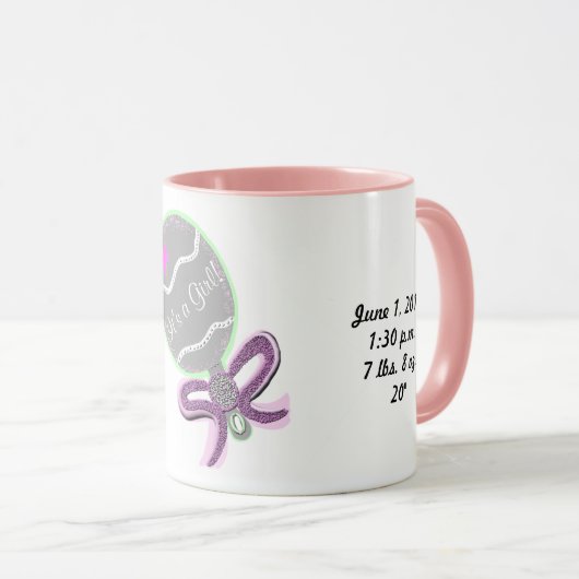 Willkommen in der Welt Es ist ein Girl Pink Rattle Tasse (VorderseiteRechts)