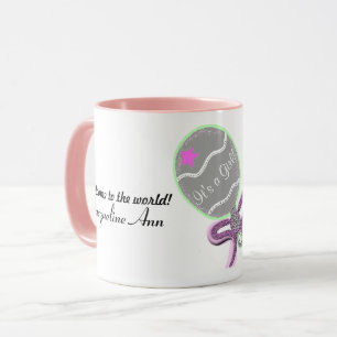 Willkommen in der Welt Es ist ein Girl Pink Rattle Tasse