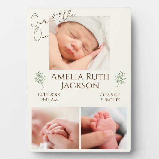 Willkommen in der Welt, Kleines Drei Foto Fotoplatte (Vorderseite)