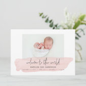 Willkommen in der Welt pink Aquarellbaby Ankündigung (Stehend Vorderseite)
