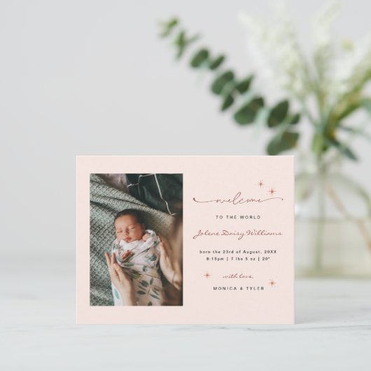 Willkommen in der Welt | | Retro Boho Birth (Stehend Vorderseite)