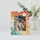 Willkommen in der Welt | Retro Boho Birth (Stehend Vorderseite)