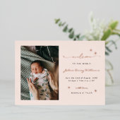 Willkommen in der Welt | | Retro Boho Birth Card Folieneinladung (Stehend vorne)