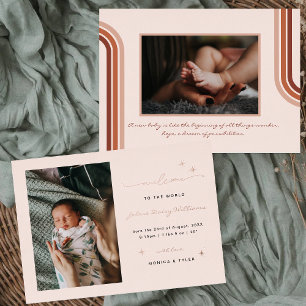 Willkommen in der Welt Retro Boho Birth Card Folieneinladung