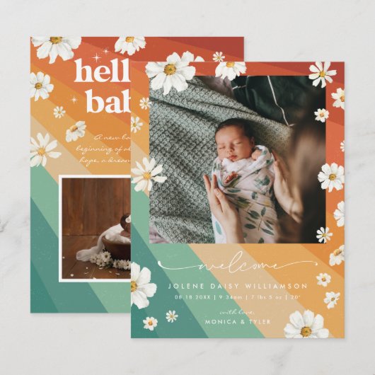 Willkommen in der Welt | | Retro Boho Geburt (Vorne/Hinten)