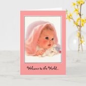 Willkommen in der Welt... Schönes kleines Mädchen Karte (Gelbe Blume)