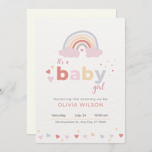 Willkommen in der Welt, Unser Herz bricht mit Freu Einladung (Vorne/Hinten)