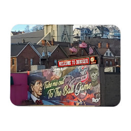 Willkommen in Dubuque, Iowa Zeichen mit amerikanis Magnet