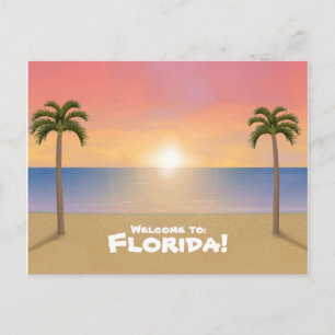 Willkommen in Florida: Beach Scene Postcard Postkarte