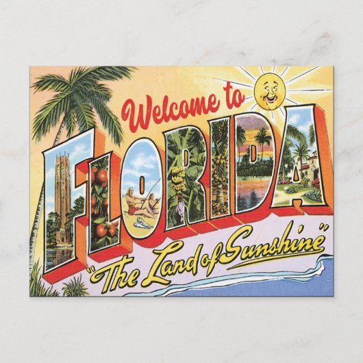 Willkommen in Florida Vintag mit Bildern Postkarte (Vorderseite)