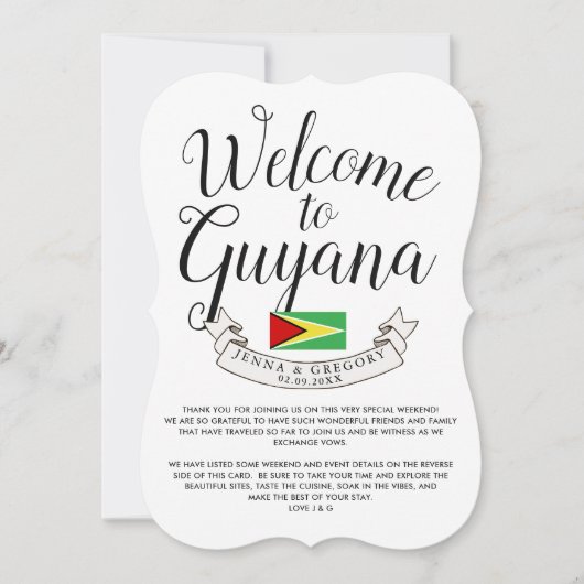 Willkommen in Guyana | HOCHZEIT IN URLAUBSORT Einladung (Vorderseite)