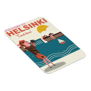 Willkommen in Helsinki Finnland Vintage-Reiseposte Magnet