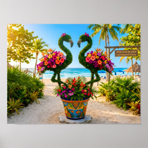 Willkommen in Ihrem Rentnerheim Flamingos am Stran Poster