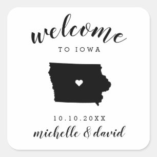 Willkommen in Iowa Brauchtum für Hochzeiten Quadratischer Aufkleber
