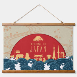 Willkommen in Japan Wandteppich Mit Holzrahmen