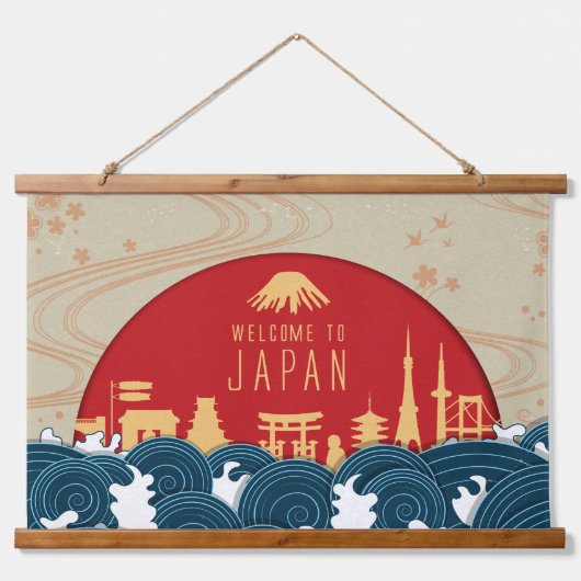 Willkommen in Japan Wandteppich Mit Holzrahmen (Vorne)