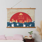 Willkommen in Japan Wandteppich Mit Holzrahmen (Schlafzimmer)