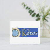 Willkommen in Kansas - USA Road Sign Postkarte (Stehend Vorderseite)