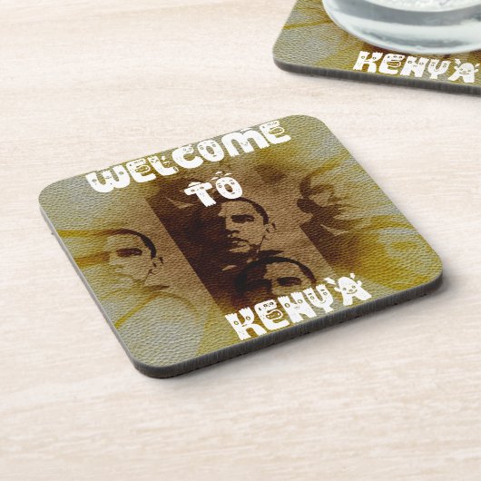 Willkommen in Kenia mit Obama Collage Getränkeuntersetzer (Linke Seite)