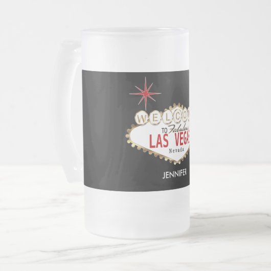 Willkommen in Las Vegas - Rot und Gold Mattglas Bierglas (Vorderseite Links)